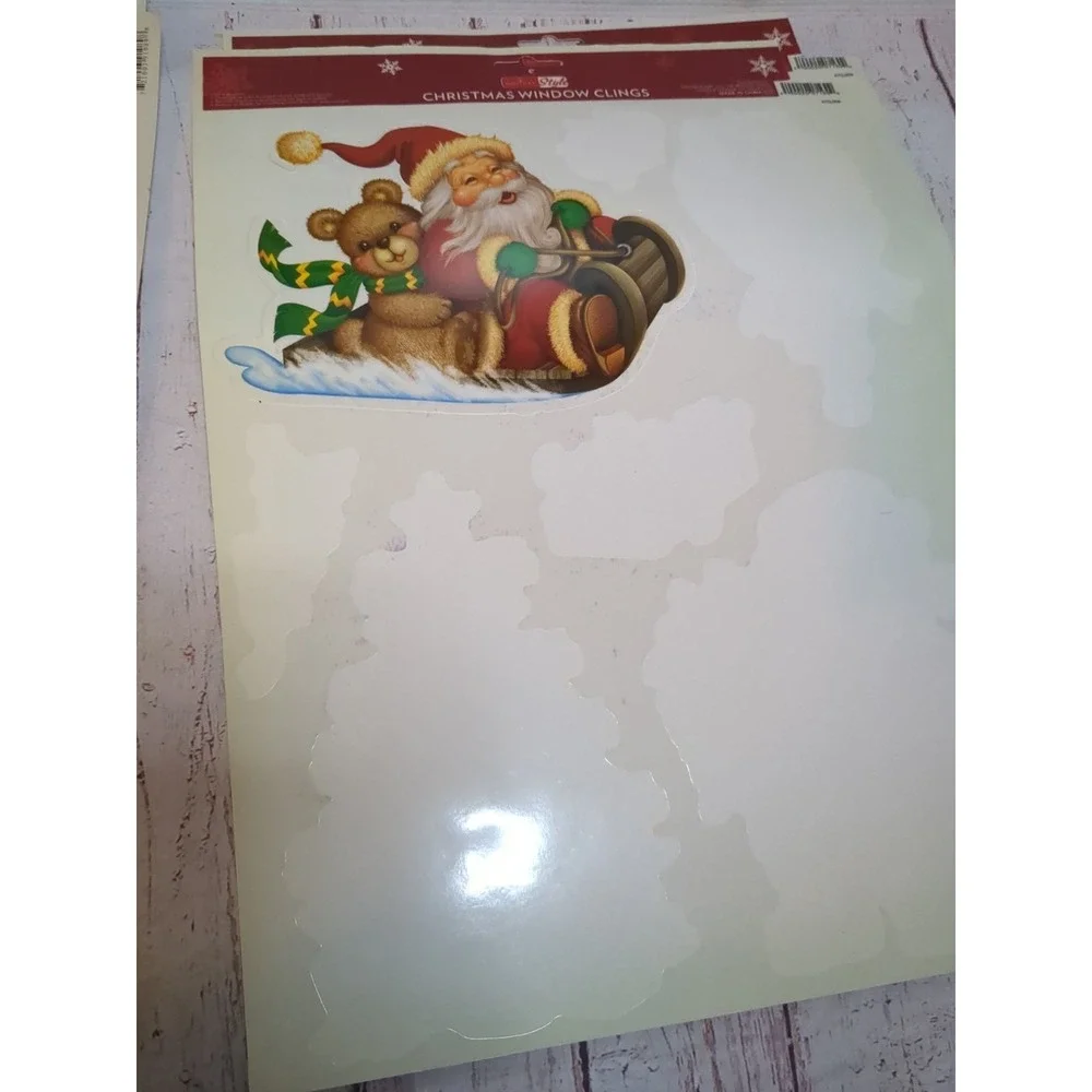 Vintage Lot of Christmas Holiday Window Static Cling 8 Sheets New & Used